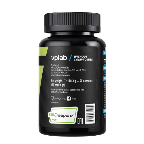 VPLab Nutrition Creatin 100% Creapure® Maisto papildas kreatino monohidratas 90 kapsulių