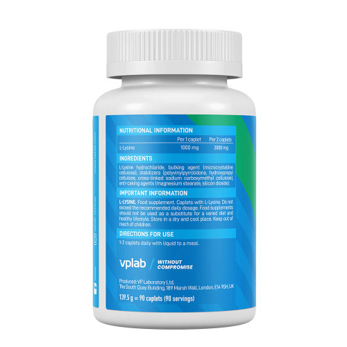 VPLab Nutrition L-Lysine Maisto papildas L-lizinas 90 kapsulių