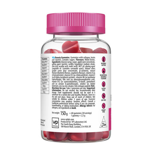 VPLab Nutrition UltraVit Gummies Beauty Maisto papildas plaukams, odai ir nagams 60 guminukų