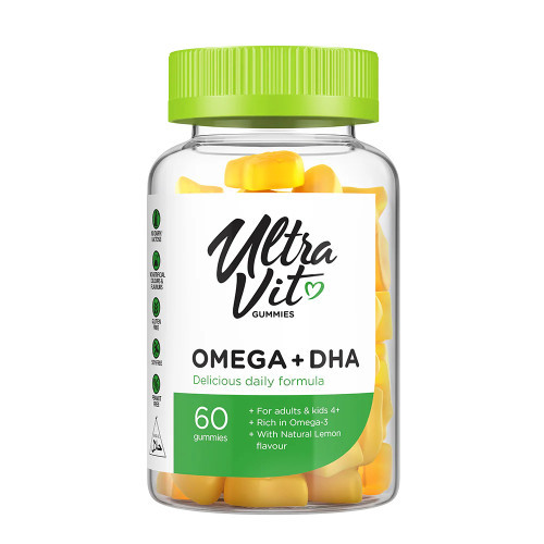 VPLab Nutrition UltraVit Omega + DHA Maisto papildas omega riebalų rūgštys 60 guminukų