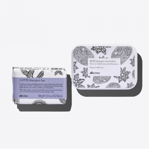 Davines LOVE Shampoo Bar with Box Kasdienis kietas plaukų šampūnas su dėžute - rinkinys