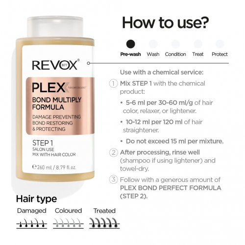 Revox B77 Plex Bond Multiply Formula. Step 1 Apsauginė plaukų priežiūros priemonė 260ml