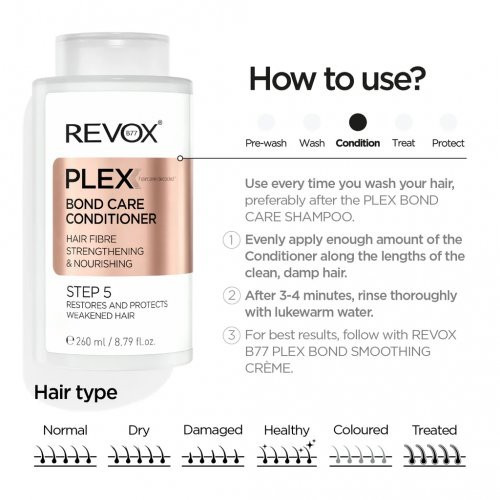 Revox B77 Plex Bond Care Conditioner. Step 5 Plaukus stiprinantis ir puoselėjantis kondicionierius 260ml