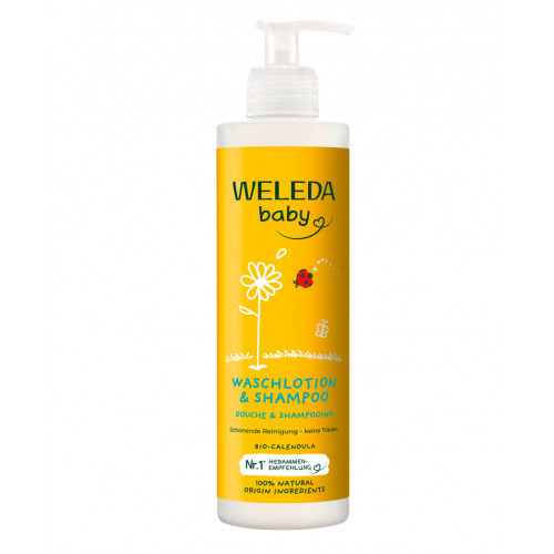 Weleda Calendula Baby Body Wash & Shampoo Vaikiškas šampūnas ir prausiklis su medetkomis 200ml