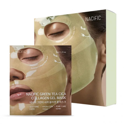 NACIFIC Green Tea Cica Collagen Gel Mask Kolageno gelinė kaukė su žaliosios arbatos ir azijinės centelės kompleksu 1 vnt.