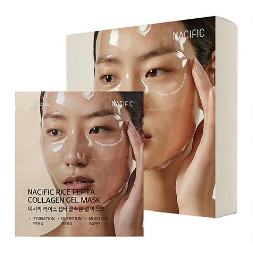 NACIFIC Rice Pepta Collagen Gel Mask Kolageno gelinė veido kaukė su peptidų kompleksu ir ryžių ekstraktu 1 vnt.