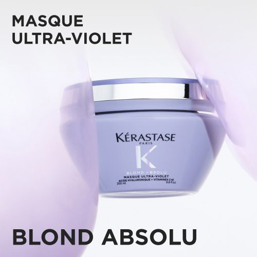 Kérastase Blond Absolu Masque Ultra-Violet Žalvarinius šviesių plaukų atspalvius šalinanti violetinė kaukė 200ml