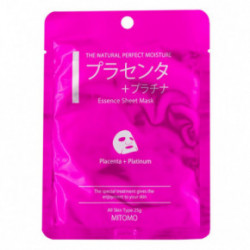Mitomo Essence Sheet Mask Placenta + Platinum Veido kaukė su platina ir placenta 25g