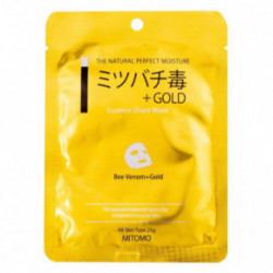 Mitomo Essence Sheet Mask Bee Venom + Gold Veido kaukė su bičių nuodais ir auksu 25g