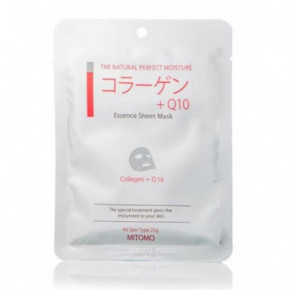 Mitomo Essence Sheet Mask Collagen + Q10 Lokšņu sejas maska ar kolagēnu 25g