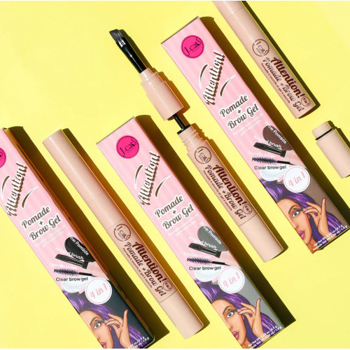 J.Cat Beauty Attention! 4in1 Pomade + Brow Gel Antakių formavimo pomada ir gelis Soft brown