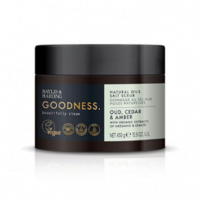 Baylis & Harding Goodness Oud, Cedar & Amber Natural Oils Salt Scrub Kūno šveitiklis 450g