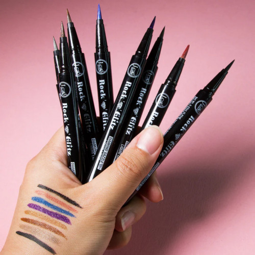 J.Cat Beauty Rock N' Glitz Diamond Liquid Liner Skystas akių pravedimas Sable Black Shimmer