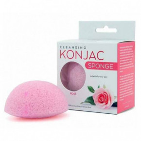 Mitomo Cleansing Konjac Sponge with Rose Natūrali veido valymo kempinėlė su rožių vandeniu Rose
