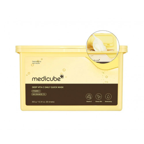 Medicube Deep Vita C Daily Quick Mask Greito poveikio skaistinamųjų kaukių rinkinys su vitaminu C 30vnt