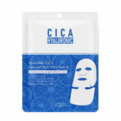 Mitomo Hyaluronic Acid CICA II Face and Neck Mask Lakštinė veido ir kaklo kaukė su hialurono rūgštimi 33g