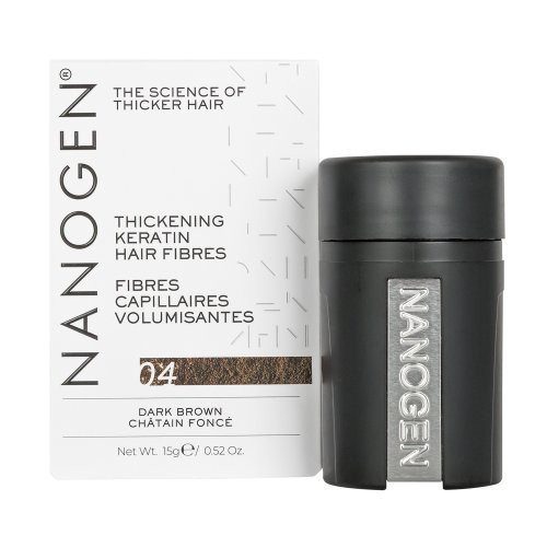Nanogen Keratin Hair Fibres Dark Brown Tamsiai ruda plaukų pudra - skaidulos 30g
