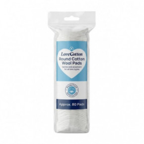 Love Cotton Round Cotton Wool Pads Apvalūs medvilniniai vatos diskeliai 80vnt
