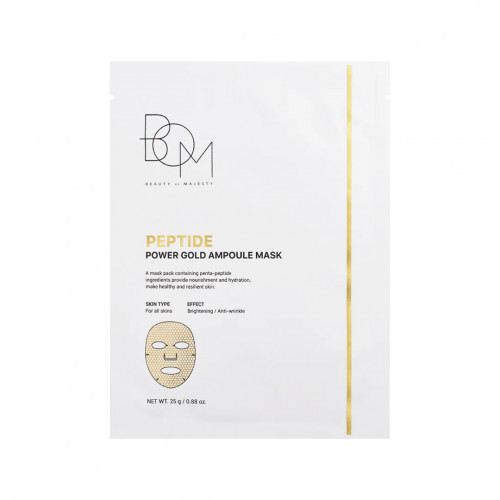 BOM Pepide Power Gold Ampoule Mask Lakštinė veido kaukė su peptidais ir auksu 5x25g.