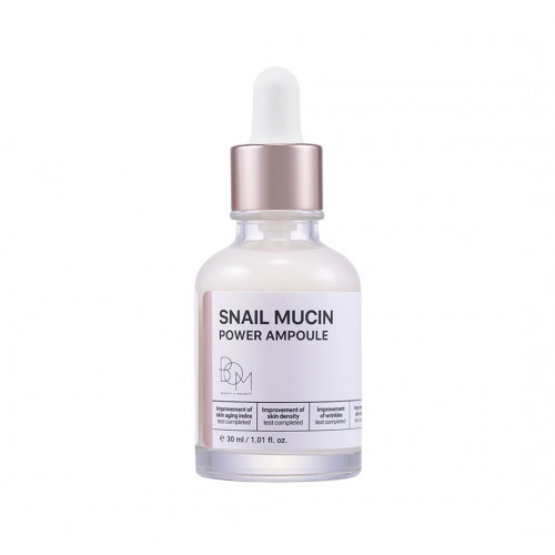BOM Snail Mucin Power Ampoule Koncentruota sraigių mucino ampulė veidui 30ml