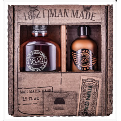 18.21 Man Made Wash & Shaving Glide Spiced Vanilla Gift Set Plaukų ir kūno priežiūros priemonių rinkinys vyrams