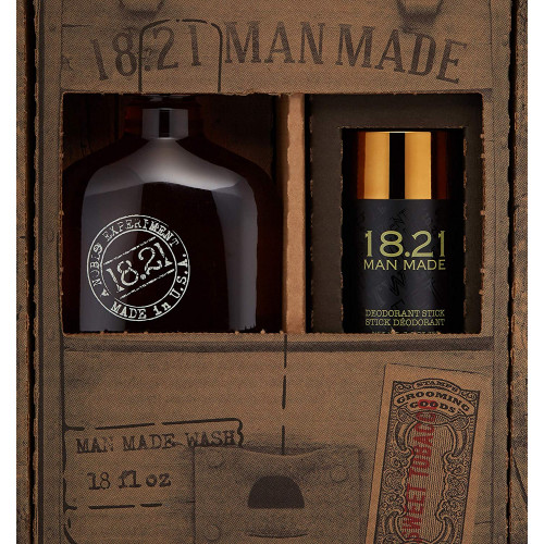 18.21 Man Made Wash & Deodorant Sweet Tobacco Gift Set Plaukų ir kūno priežiūros priemonių rinkinys vyrams