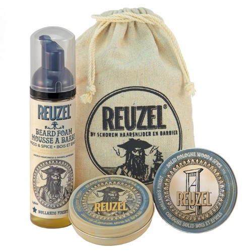 Reuzel Groom & Grow Gift Set Barzdos priežiūros rinkinys su solidžiu parfumu vyrams 35g+70ml+35g