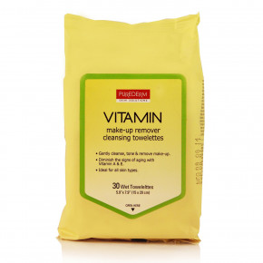 Purederm Vitamin Make-Up Remover Cleansing Towelettes Mitrās salvetes kosmētikas noņemšanai 30gab.