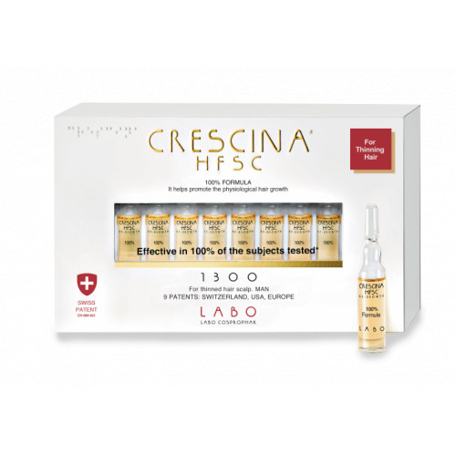 Crescina Re-Growth HFSC 1300 Man Plaukų augimą skatinanti priemonė vyrams 10amp.