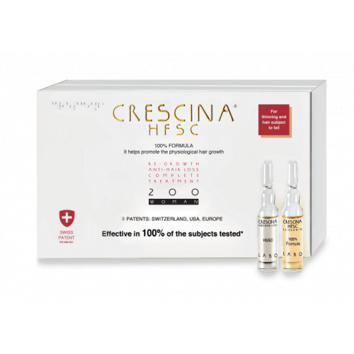 Crescina Re-Growth HFSC 200 Complete Treatment Woman Plaukų augimą skatinantis kompleksas moterims 20amp. (10+10)