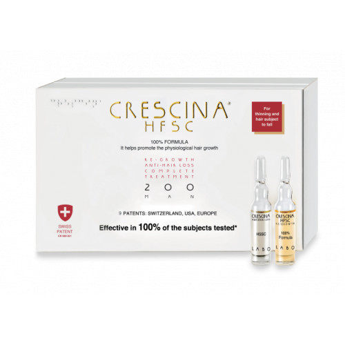 Crescina Re-Growth HFSC 200 Complete Treatment Man Plaukų augimą skatinantis kompleksas vyrams 20amp. (10+10)