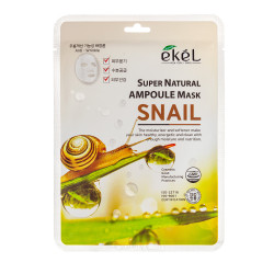 Ekel Super Natural Ampoule Mask Snail Lakštinė veido kaukė su sraigių mucino ekstraktu 25g