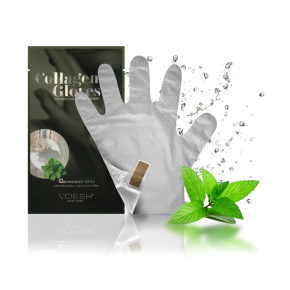 VOESH Collagen Gloves Peppermint Kaukė rankoms su pipirmėte 1 pora