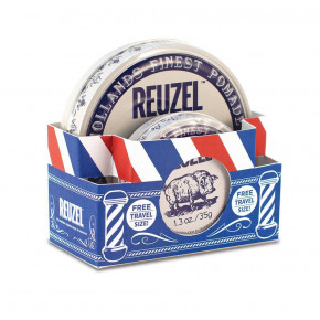 Reuzel Clay Pomade Road Trip Set Matinių, stiprios fiksacijos pomadų rinkinys 113g+35g