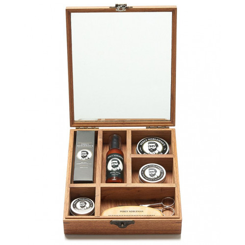 Percy Nobleman Ultimate Grooming Box Barzdos priežiūros rinkinys medinėje dėžutėje Rinkinys