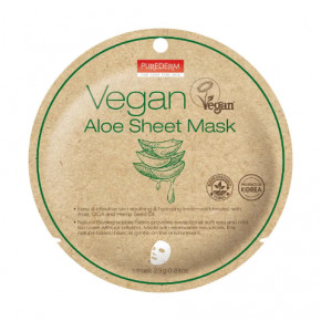 Purederm Vegan Aloe Sheet Mask Veganiška lakštinė kaukė su alaviju 23g