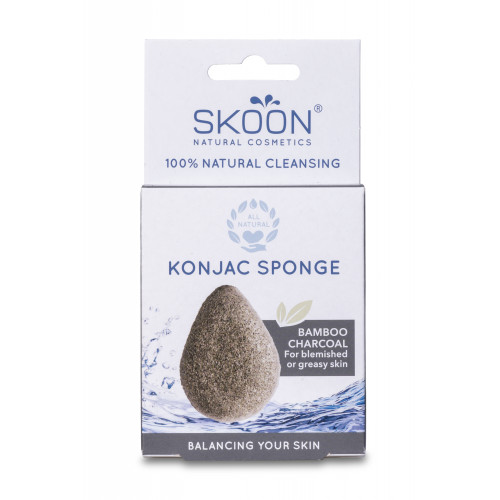 Skoon Konjac Sponge Bamboo Charcoal Kempinėlė veidui su aktyvinta anglimi 1vnt