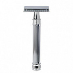 Edwin Jagger Long Chrome Lined DE Safety Razor Skustuvas su ypač ilga rankenėle Chromas