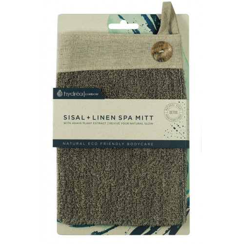 Hydrea London Sisal + Unbleached Linen SPA Mitt Kūno šveitimo pirštinė 1vnt.