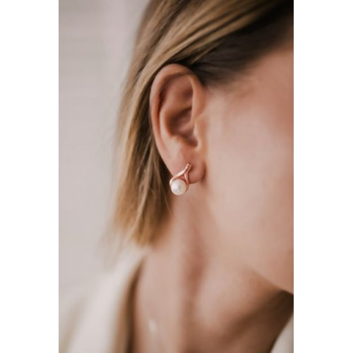 Nilly Sidabriniai auskarai su perlais padengti auksu KS146573 4.90g