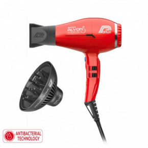 Parlux Alyon Light Air Ionizer Hairdryer + Magic Sense Diffuser Profesionalus plaukų džiovintuvas + difuzorius Red