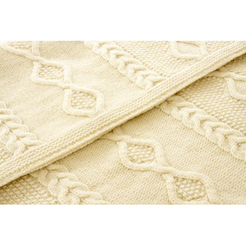 Nord Snow Merino vilnos pledas Diamond Aran Style Ecru White