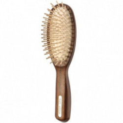 TEK Elite Big Oval Olive Wood Hairbrush Ovalus plaukų šepetys su mediniais spygliukais Šviesus