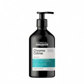 L'Oréal Professionnel Chroma Creme Green Dyes Shampoo Krēmveida šampūns kas neitralizē sarkanos apakštoņus tumši brūnos matos 500ml