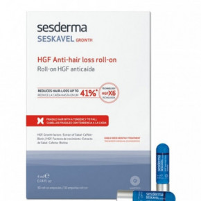 Sesderma Seskavel Growth HGF Anti-Hair Loss Roll-On Rutulinės ampulės nuo plaukų slinkimo 30x4ml