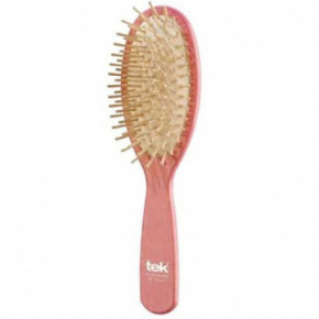 TEK Natural Big Oval Brush Didelis, lakuotas plaukų šepetys Rožinis