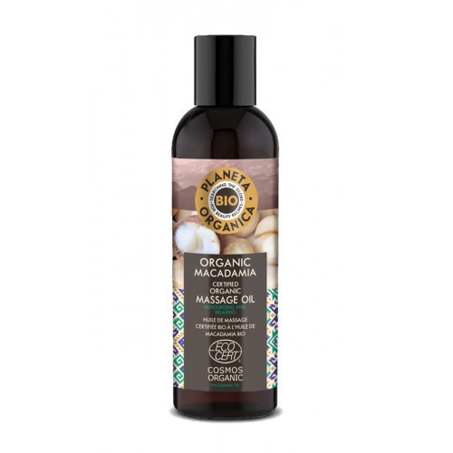 Natura Siberica Planeta Organica Bio Massage Oil Macadamia Natūralus makadamijų masažinis kūno aliejus 200ml