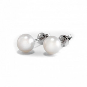 Nilly Silver Earrings With Pearls (Ag925) White 10mm