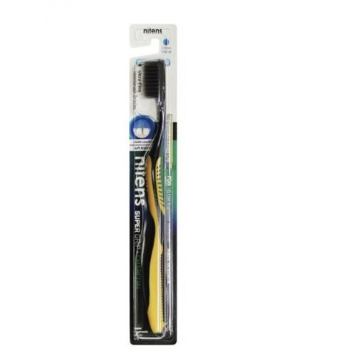 Dental Care Nitens Soft Charcoal Dantų šepetėlis su anglimi Yellow