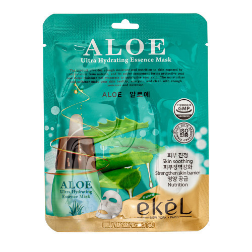 Ekel Ultra Hydrating Essence Mask Aloe Lakštinė veido kaukė su alijošiumi 1 vnt.